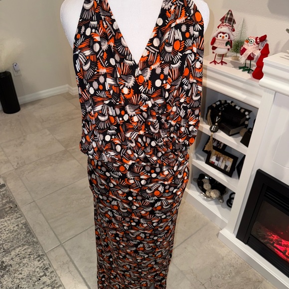 NWT Free People Orange and Black Maxi Dress Size L - Picture 2 of 7